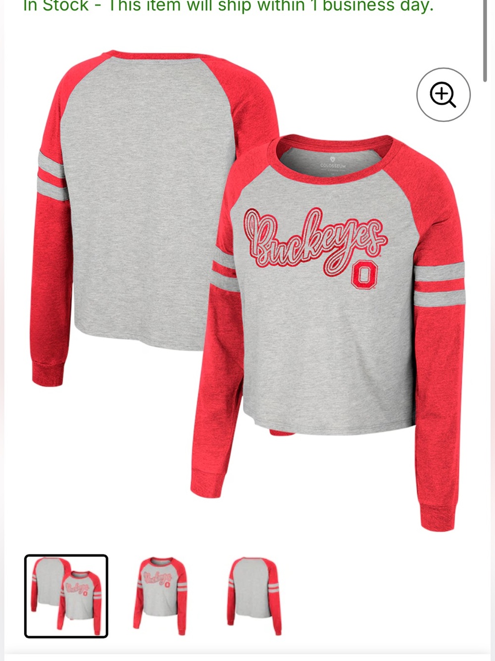 Women's Oklahoma Sooners Raglan Long Sleeve Cropped T-Shirt - Gray & Red